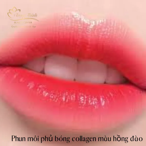 Phun môi phủ bóng collagen màu hồng đào